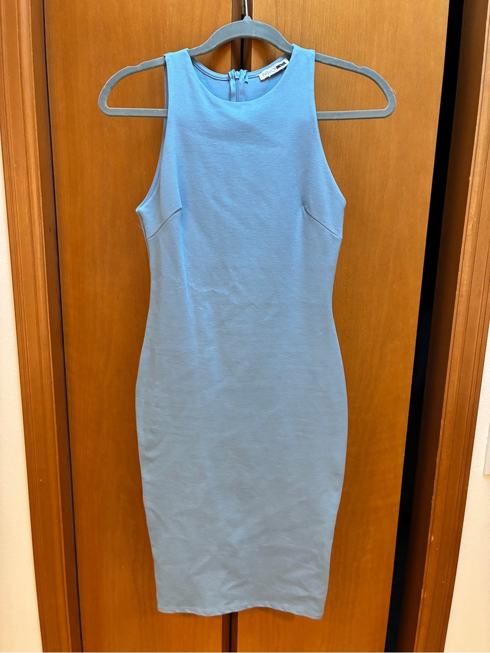 Sleeveless Light Blue Bodycon Dress